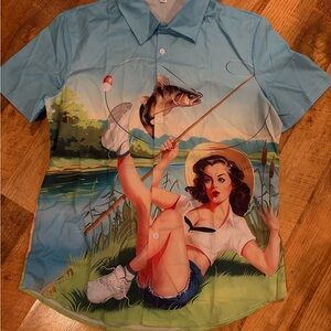 Stylish Blue Graphic Men’s Shirt